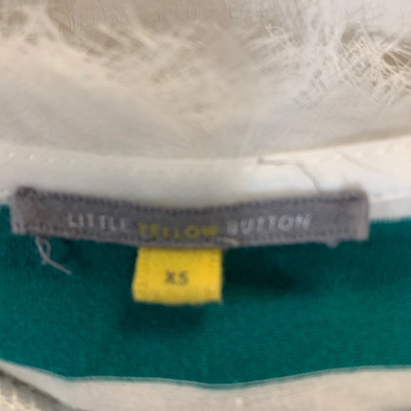 Anthro Little Yellow Button Green Stripe Top XS - Picture 5 of 6